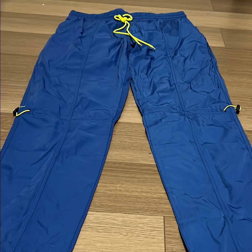 Blue Joggers with Yellow Drawstring